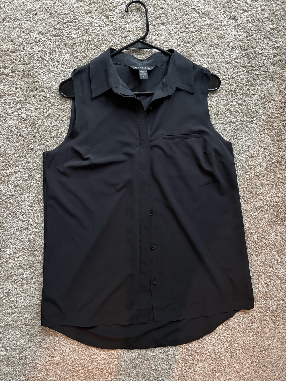 Athleta Black Sleeveless Button-Down Shirt